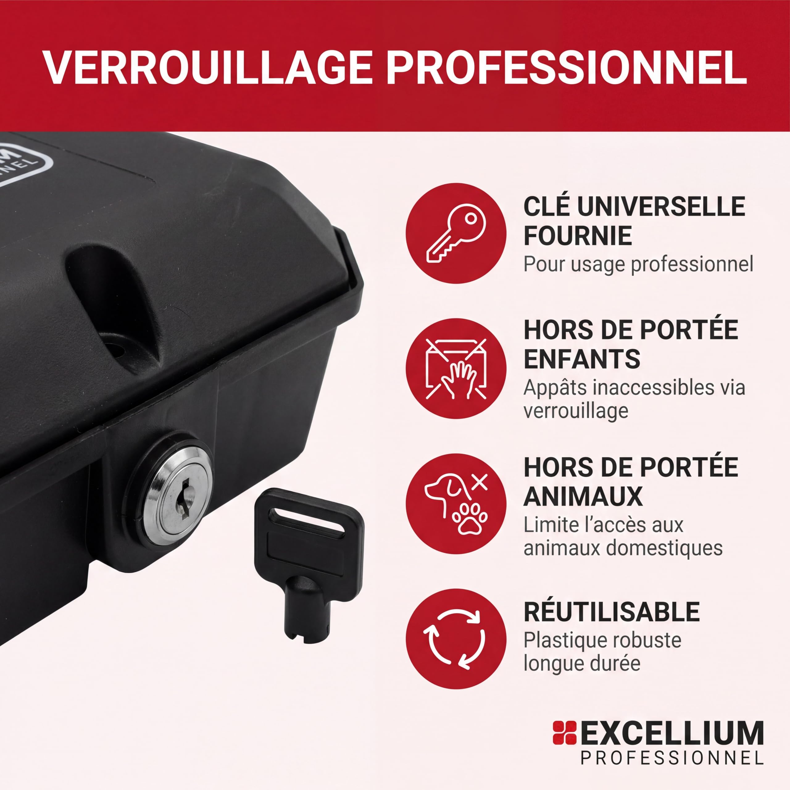 Excellium Professionnel poste appâtage anti rats verrouillable à clé