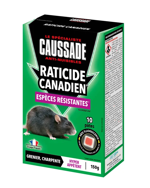 Caussade Anti-Rats raticide 10 pâtes 150 g 1 boîte appétent