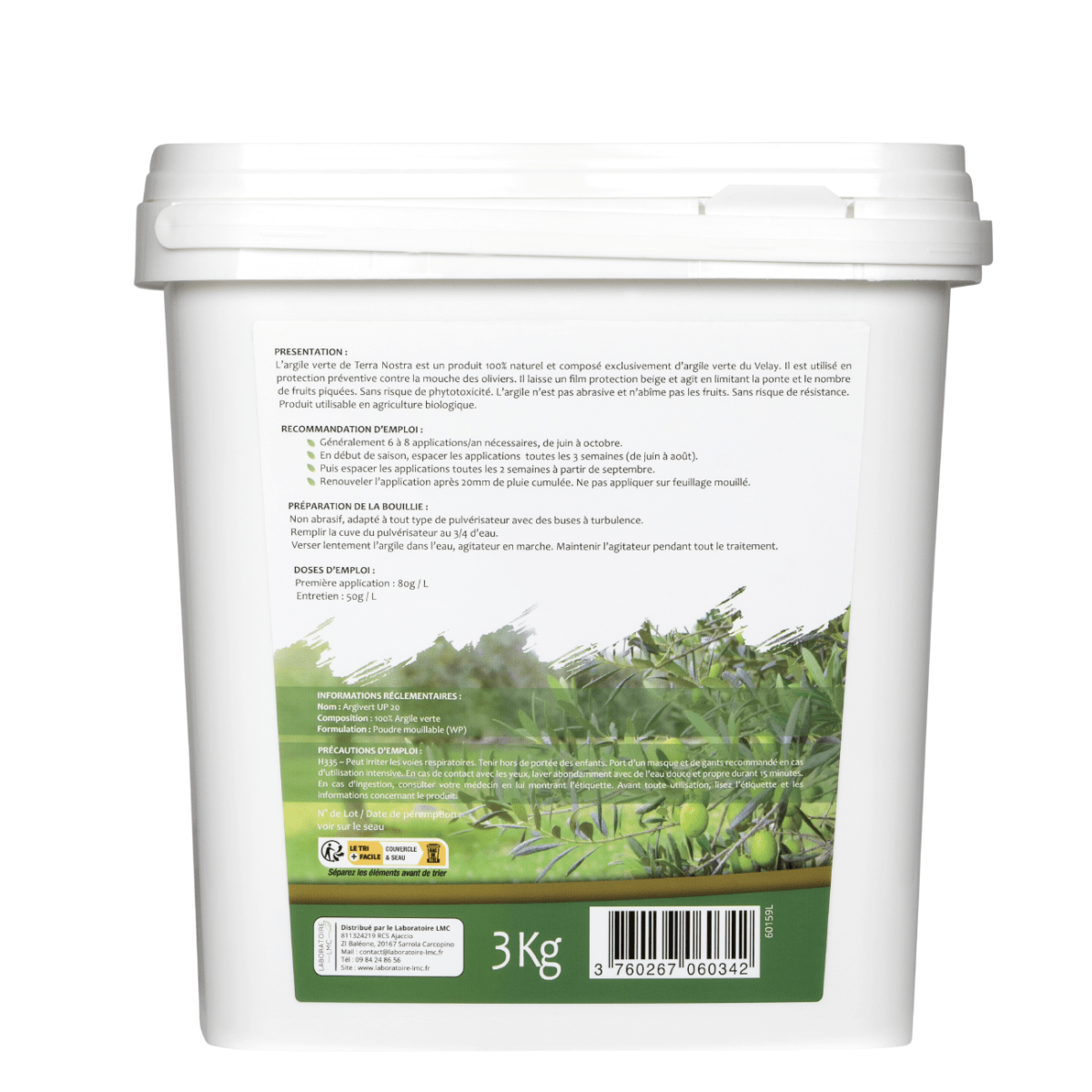 Terra Nostra Argile Verte Mouche Olivier Seau 3 kg Naturel