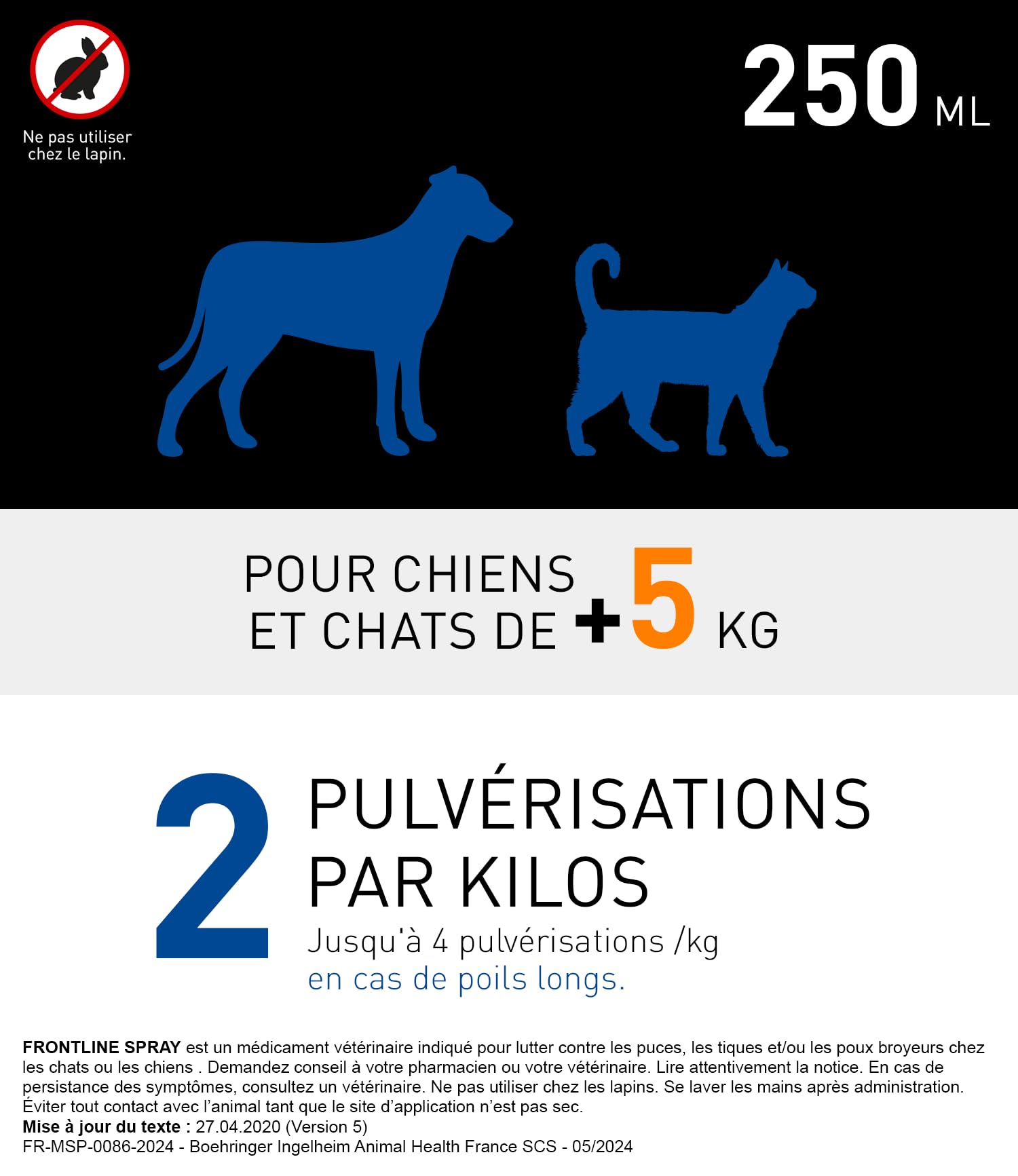 Frontline Spray antiparasitaire chien-chat 100ml infestation massive