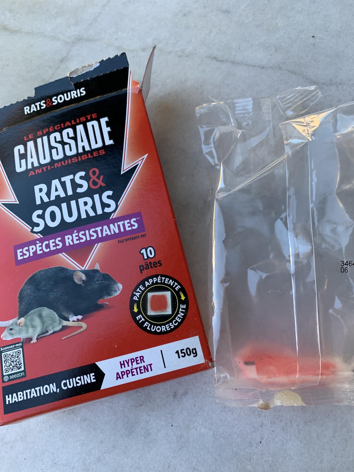 Caussade anti-rats et souris pâtes fluorescent 150 g