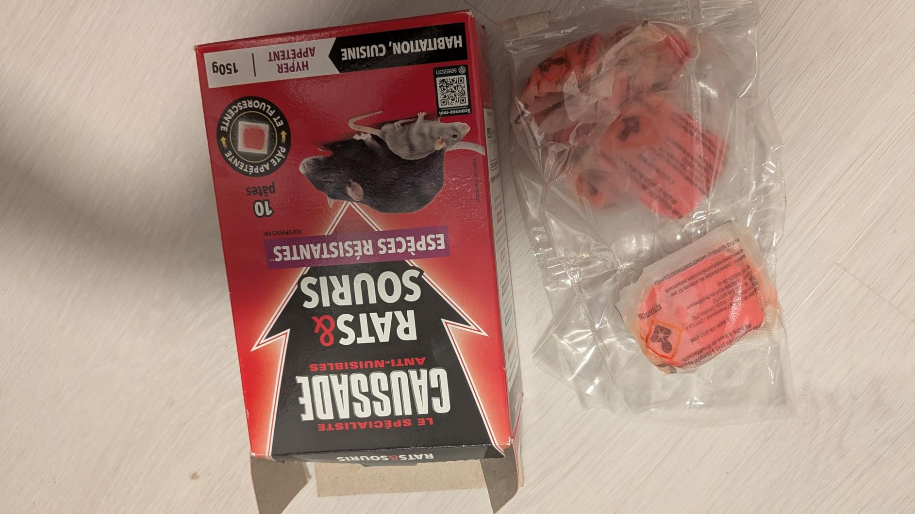 Caussade anti-rats et souris pâtes fluorescent 150 g