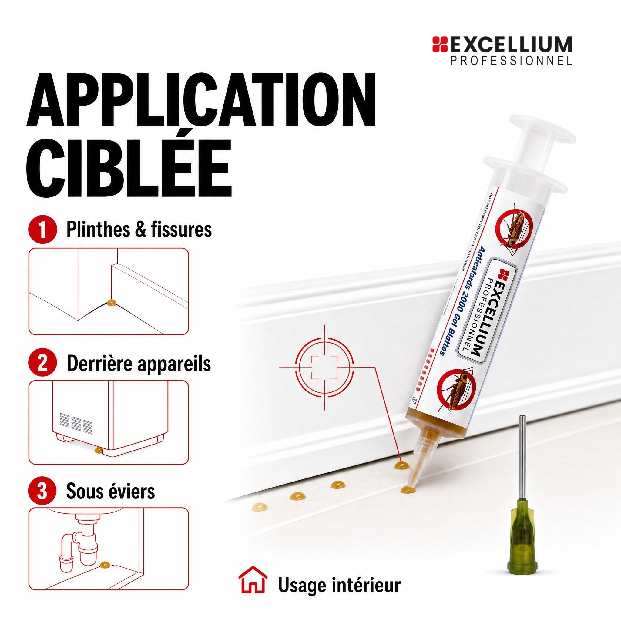 Excellium Professionnel Gel Appât Anti-Cafards IGR 40g