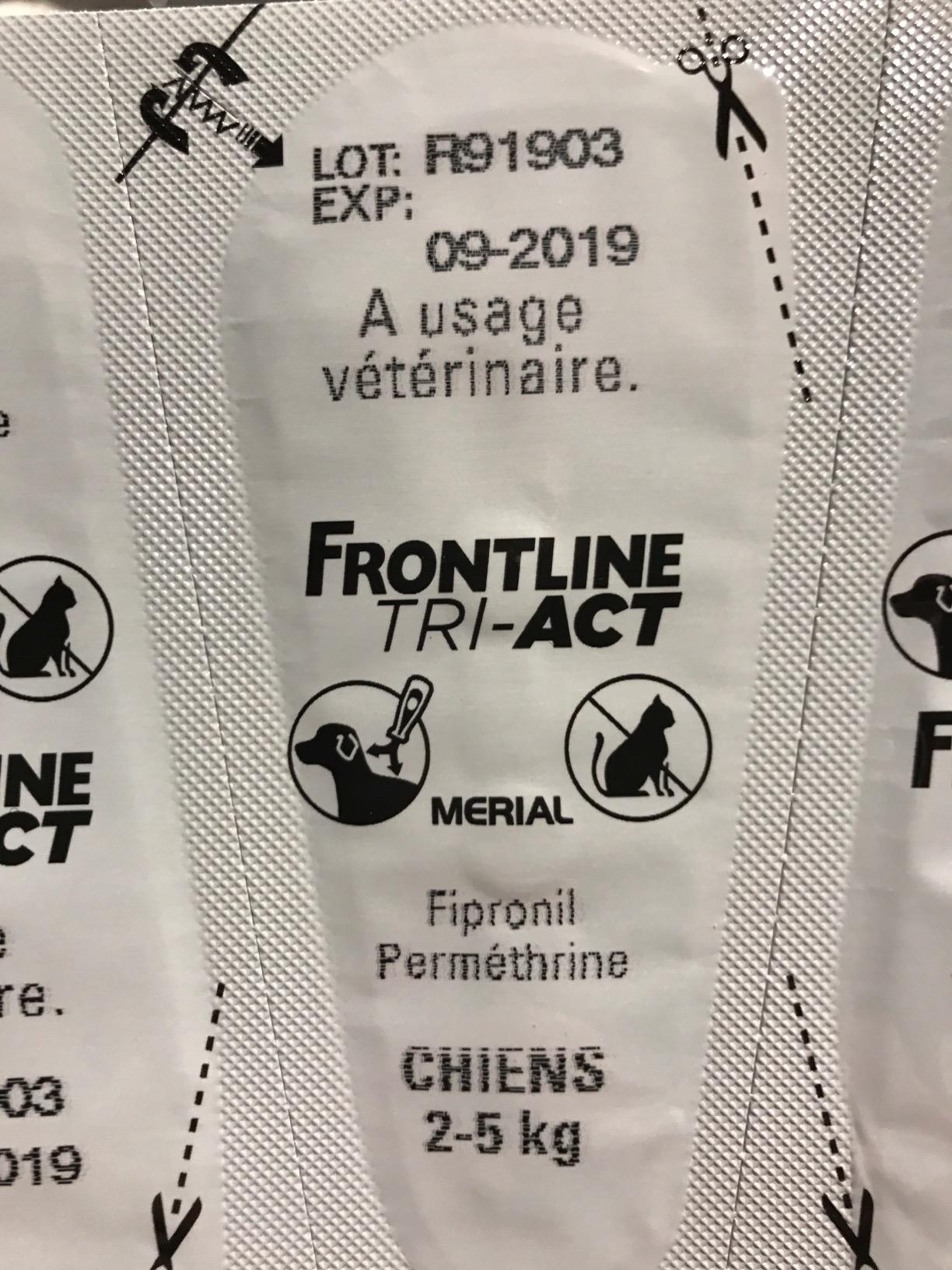 Frontline Tri-Act XS pipettes chien 2-5 kg 6 pipettes 5 parasites