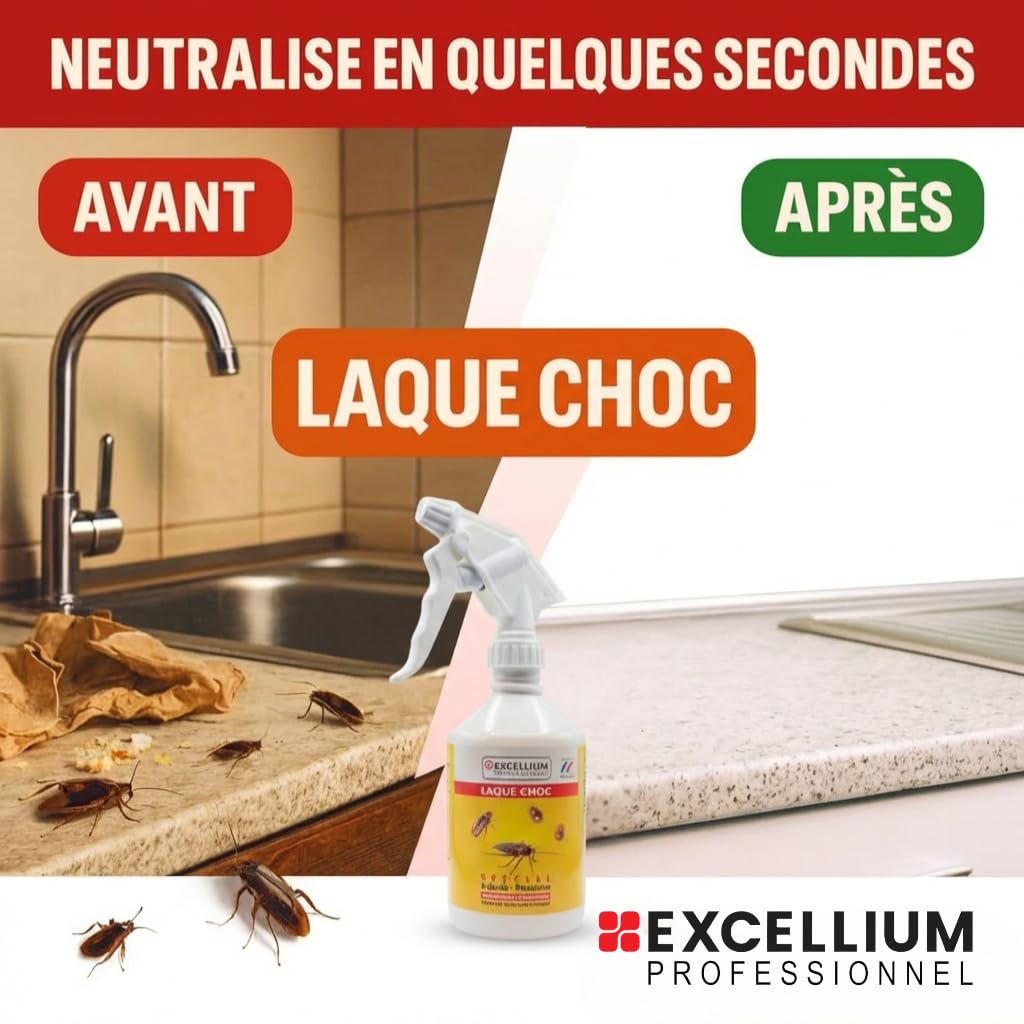 Excellium Laque Choc insecticide cafards punaises 500ml choc
