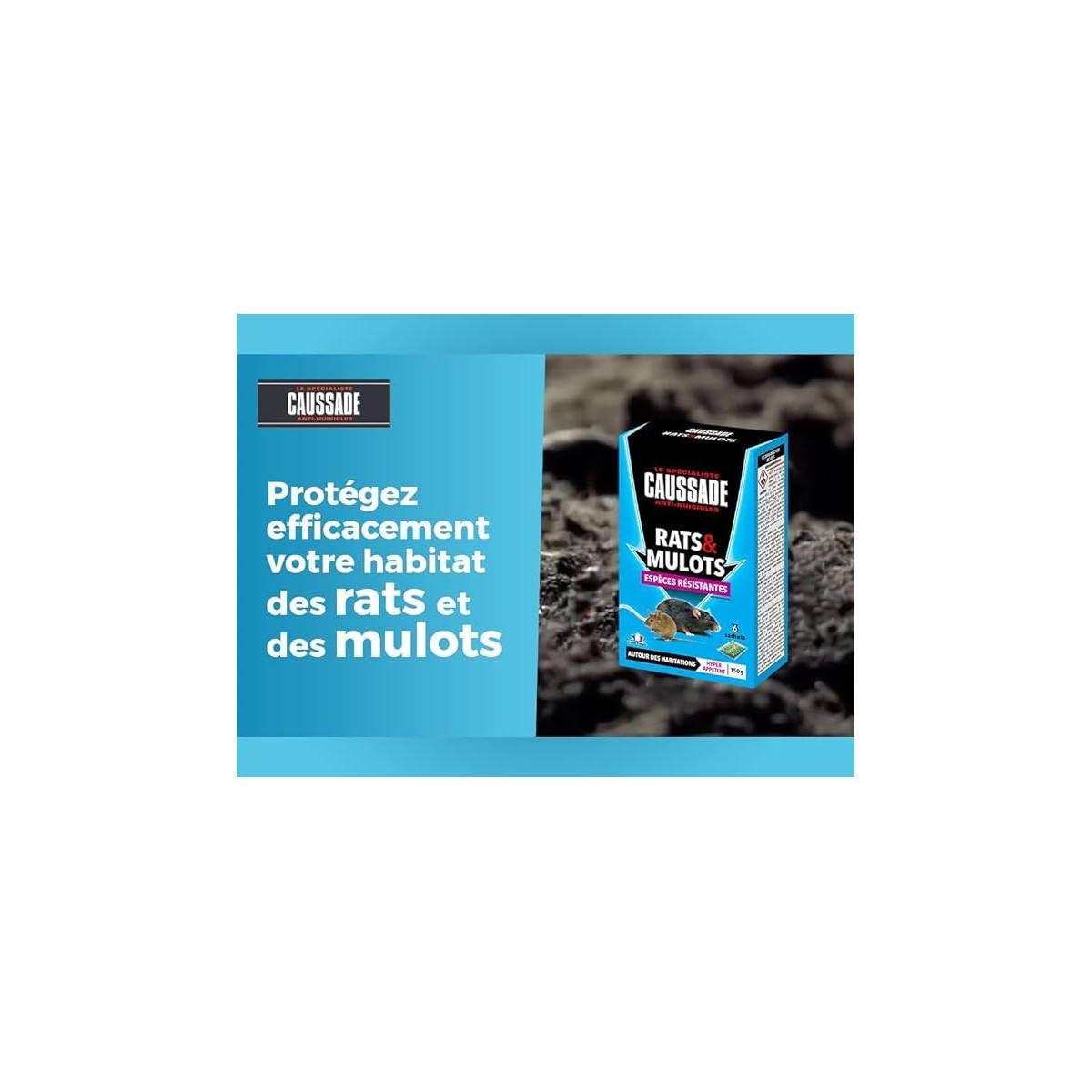 Caussade Anti-Rats & Mulots CARMUC150N raticide céréales 150g résistants
