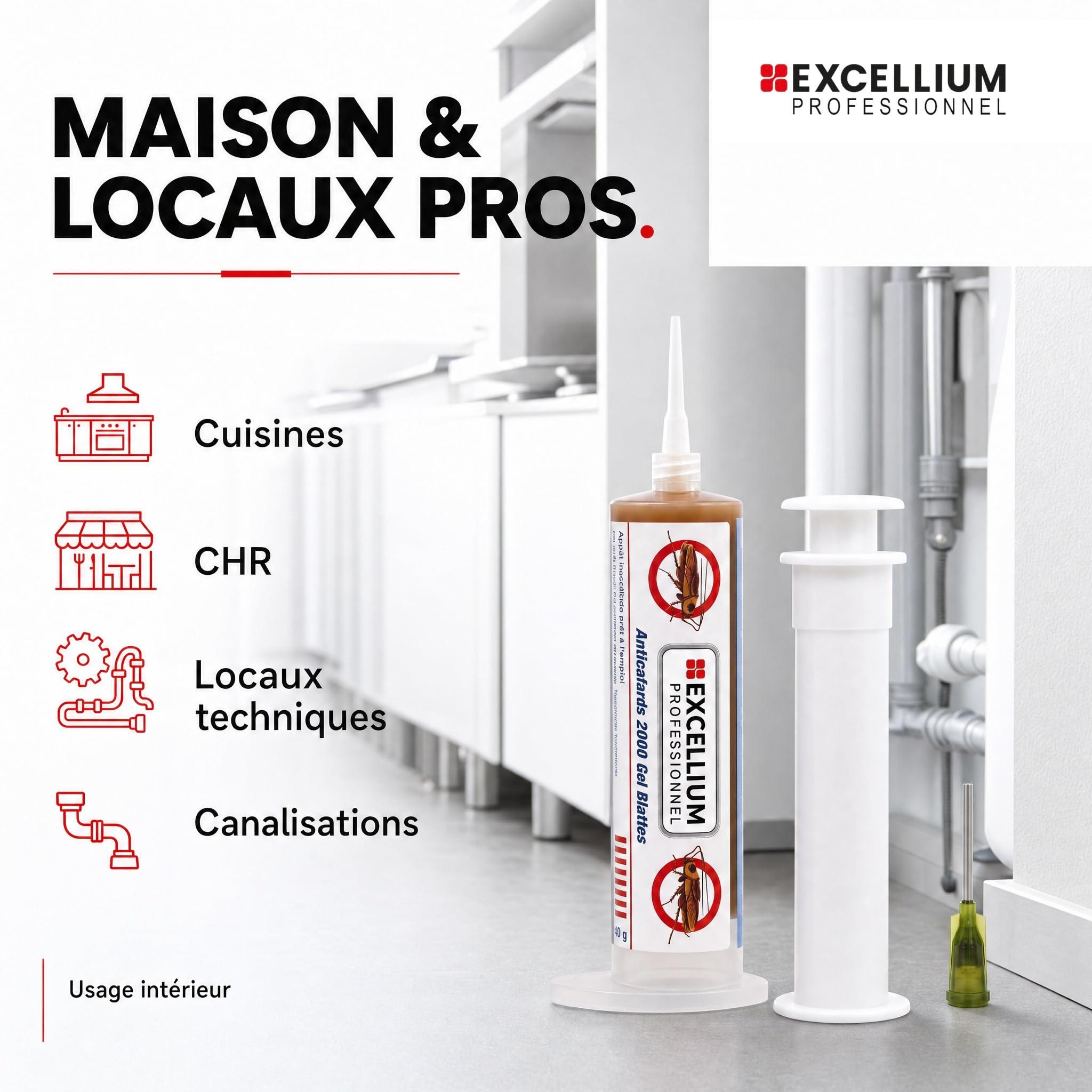 Excellium Professionnel Gel Appât Anti-Cafards IGR 40g