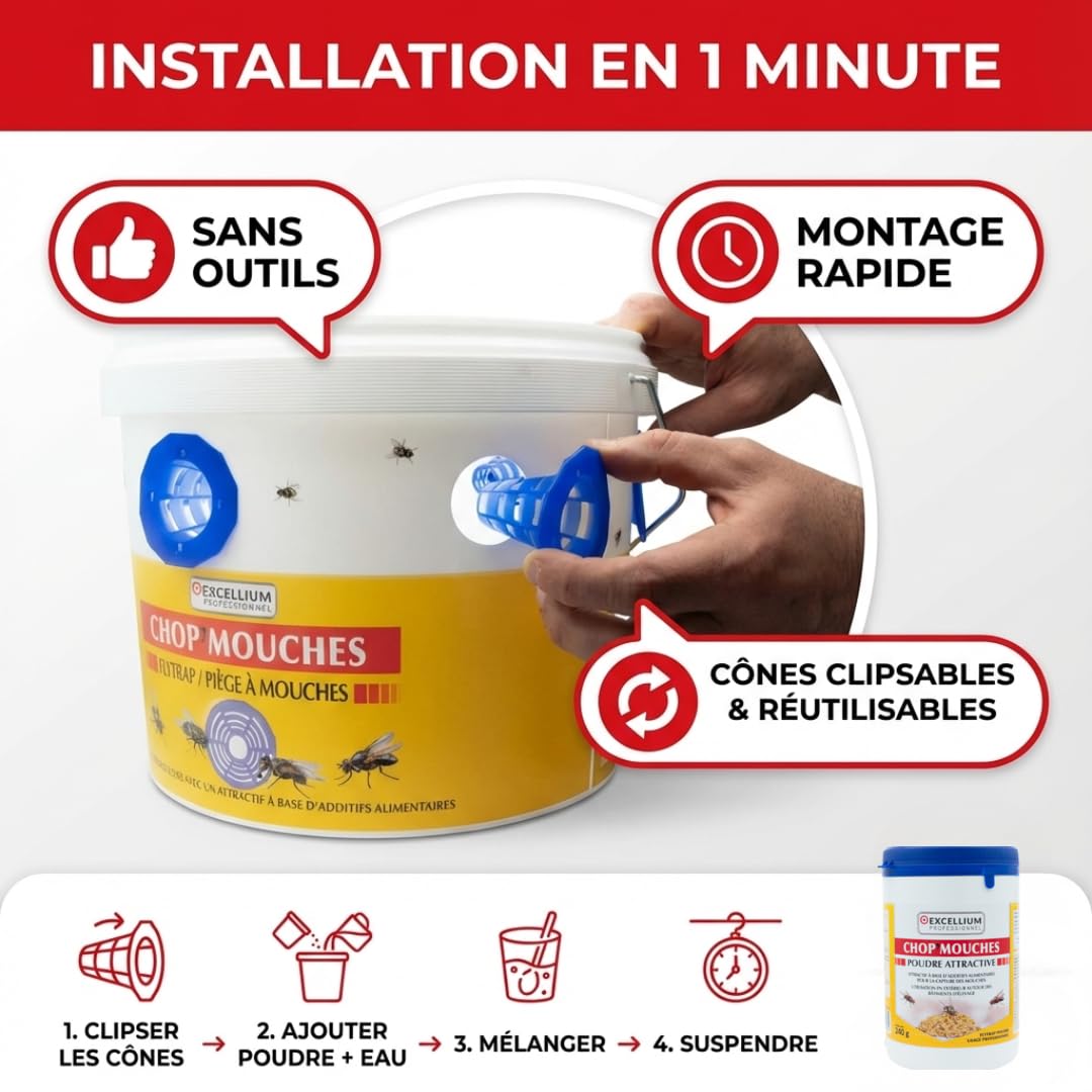Excellium Chop'Mouches piège à mouches extérieur seau 240 g