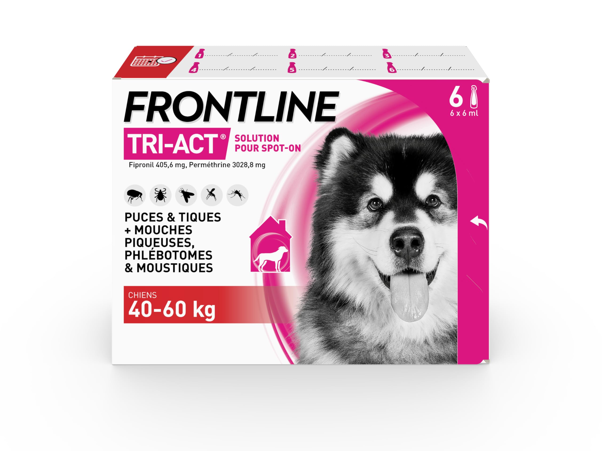 Frontline Tri-Act Chien XL antiparasitaire 40-60 kg 6 pipettes puces