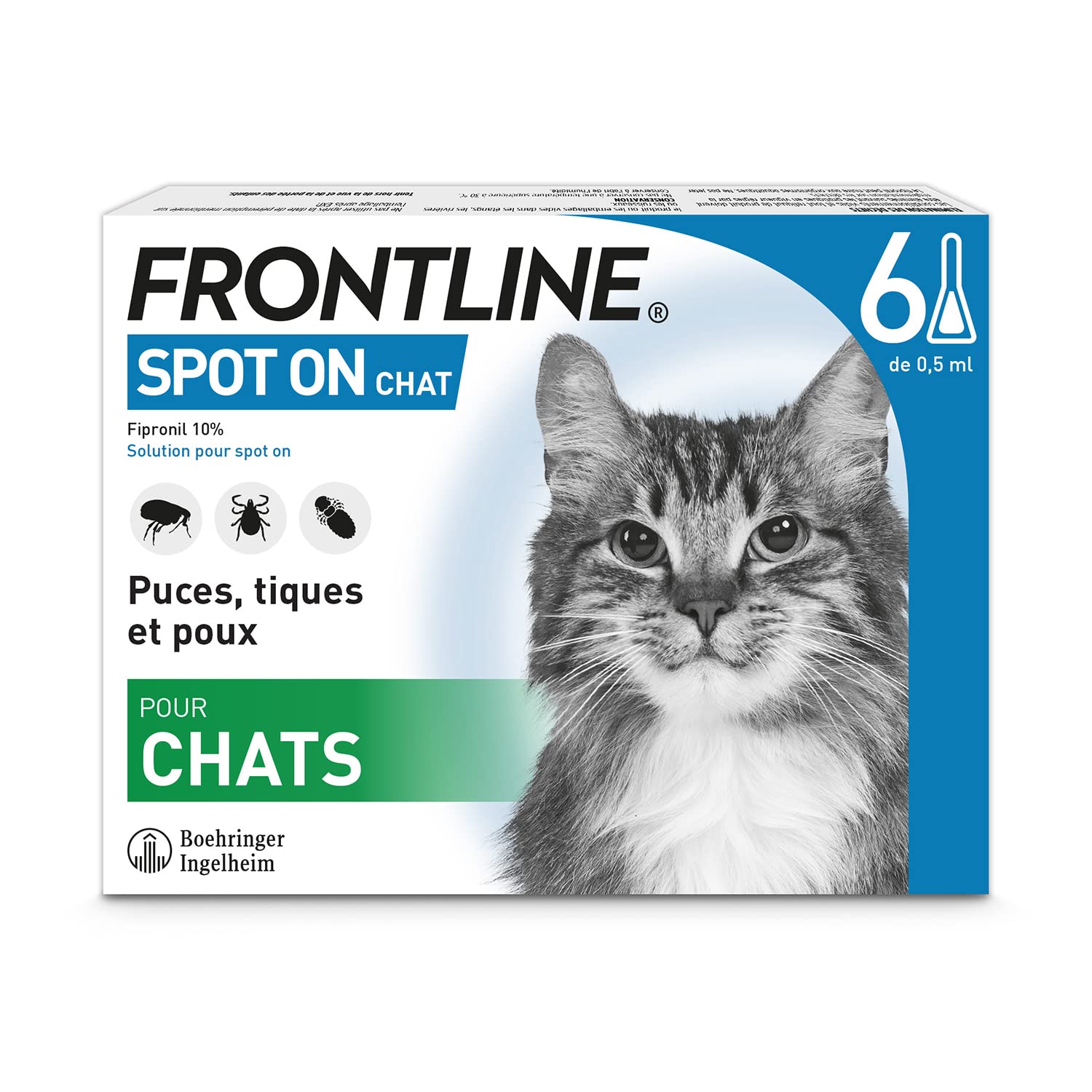 Frontline Spot On Chat antiparasitaire 3 pipettes puces tiques