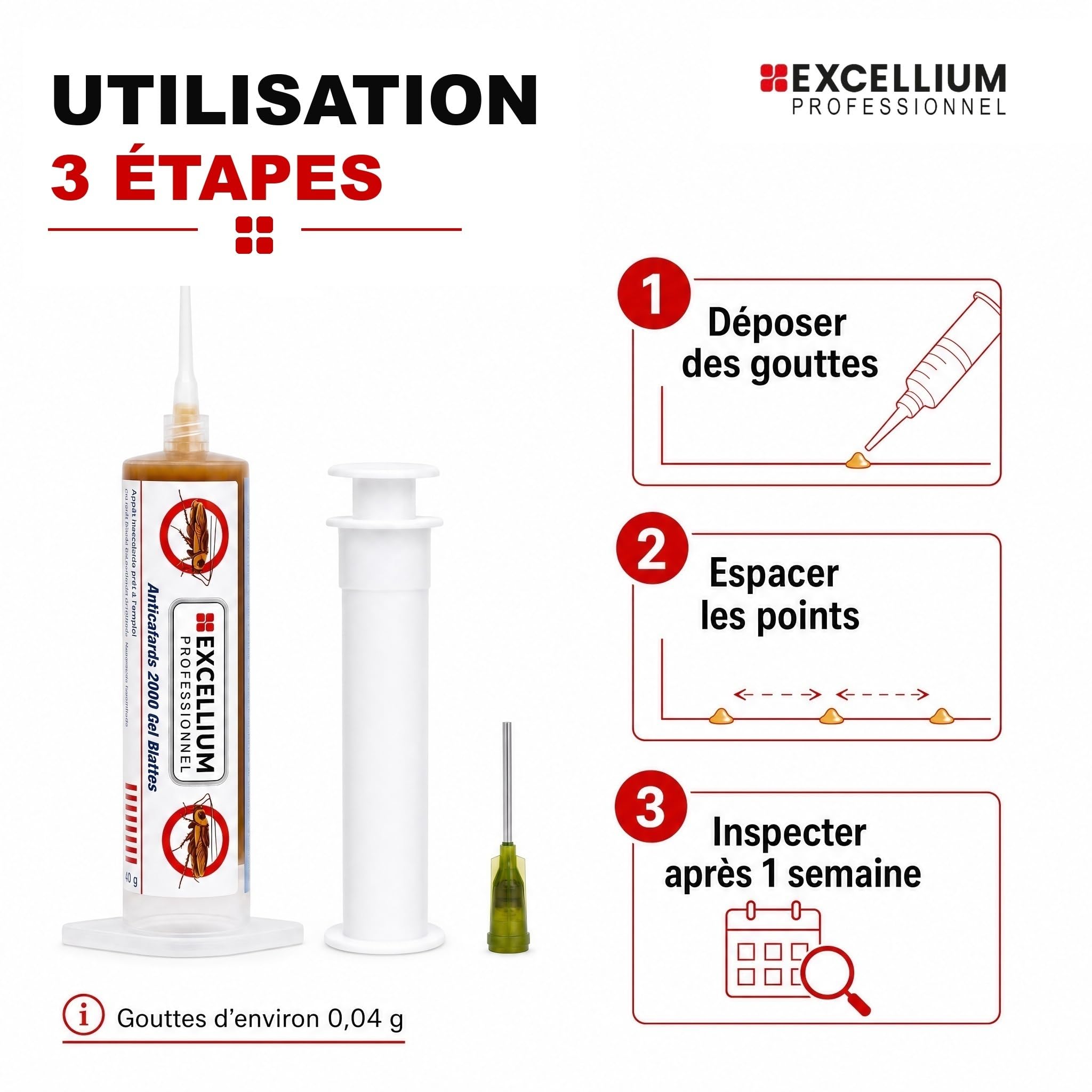 Excellium Professionnel Gel Appât Anti-Cafards IGR 40g