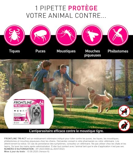 Frontline Tri-Act XS pipettes chien 2-5 kg 6 pipettes 5 parasites
