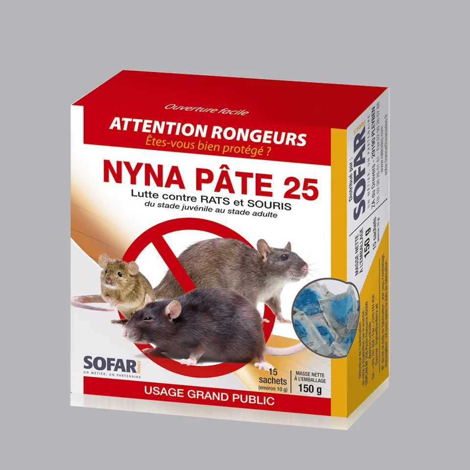 Ratunion 2000 Nyna Pâte 25 raticide étui 150 g