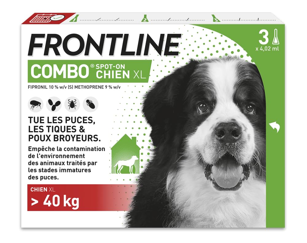 Frontline Combo L pipettes chien 20-40 kg 6 pipettes puces habitat