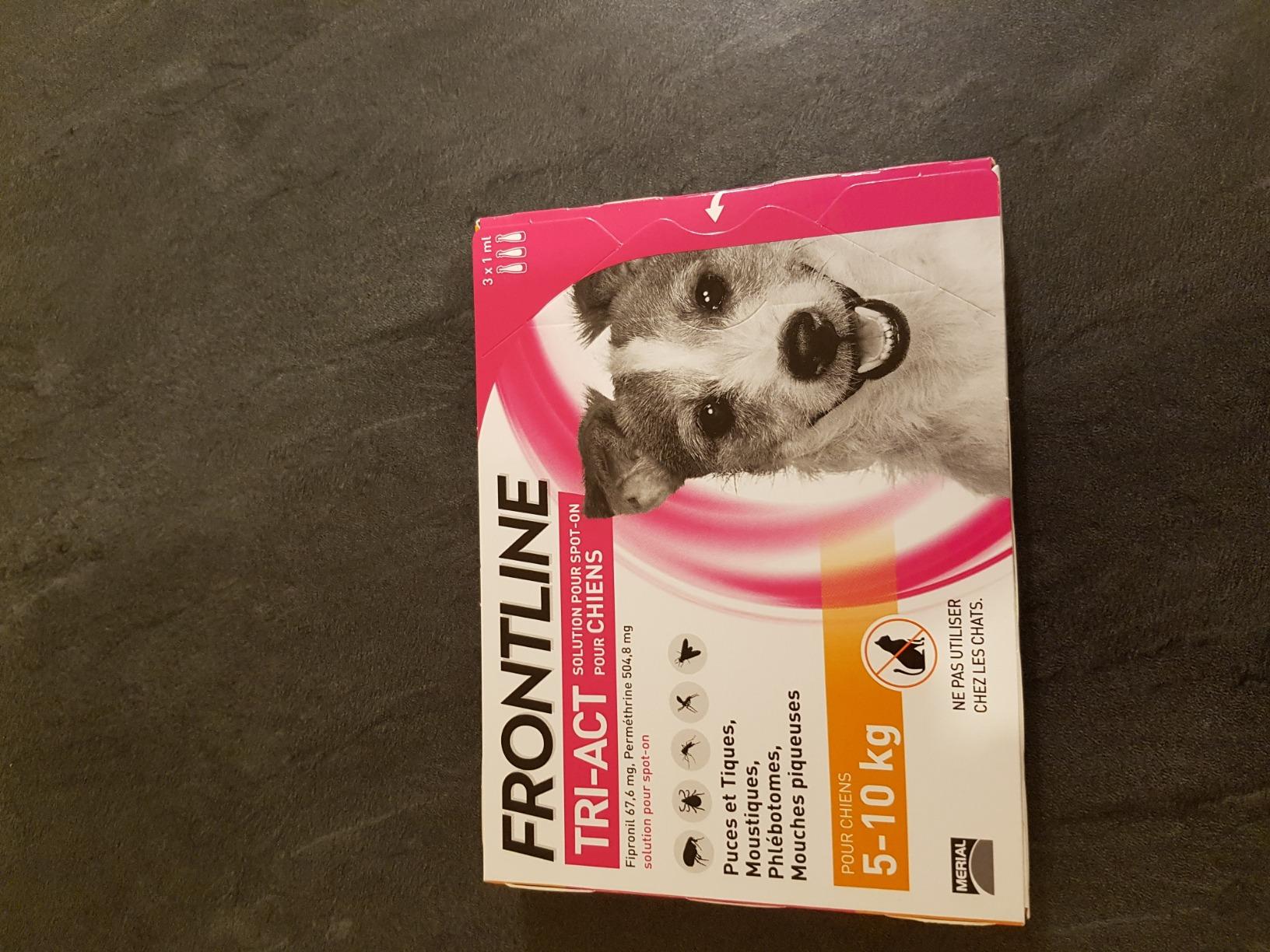 Frontline Tri-Act S pipettes chien 5-10 kg 3 pipettes 5 parasites