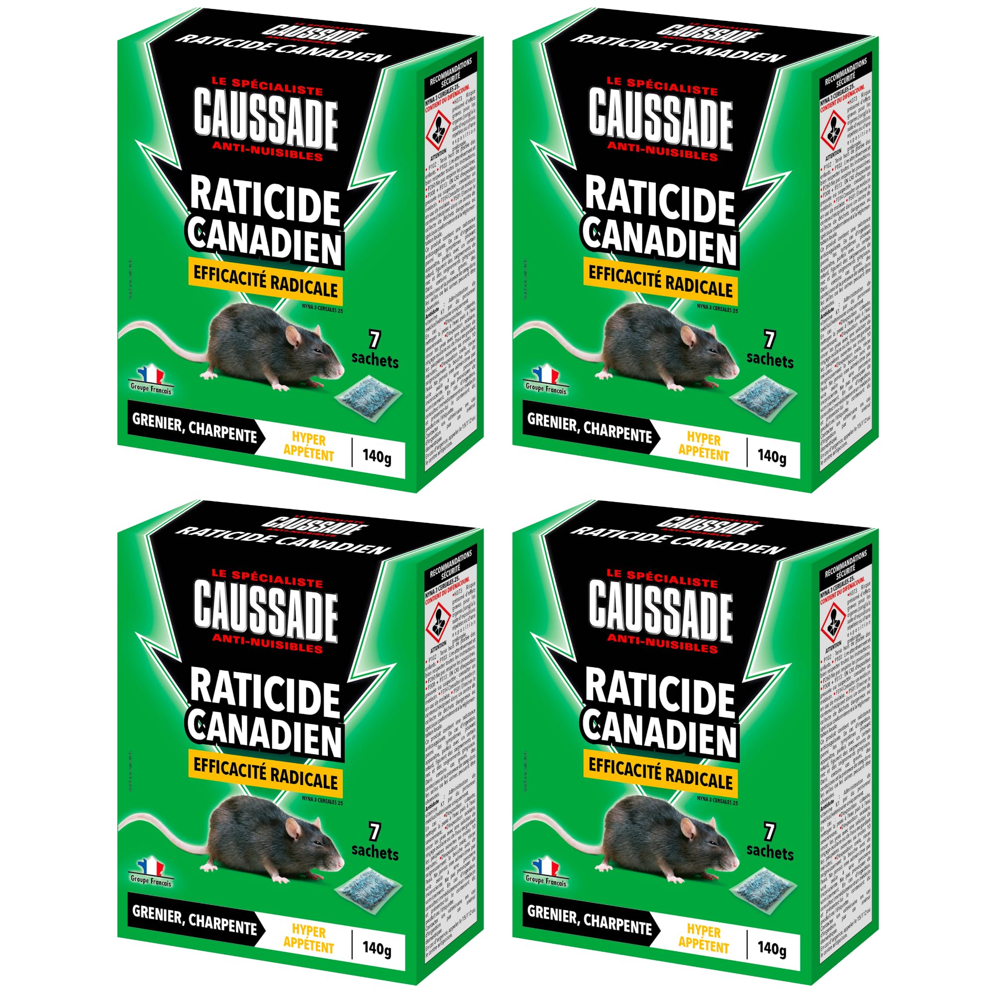 Caussade Canadien 7 Sachets Céréales raticide 140g