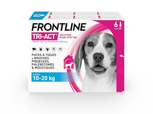 Frontline Tri-Act M pipettes chien 10-20 kg 6 pipettes 5 parasites