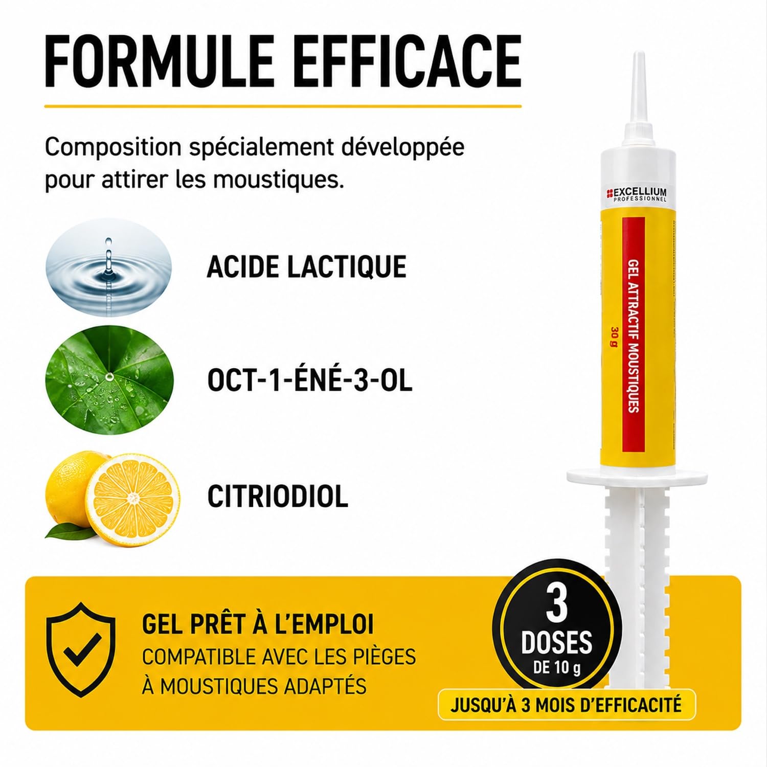 Excellium Professionnel gel attractif moustiques recharge piège 30 g