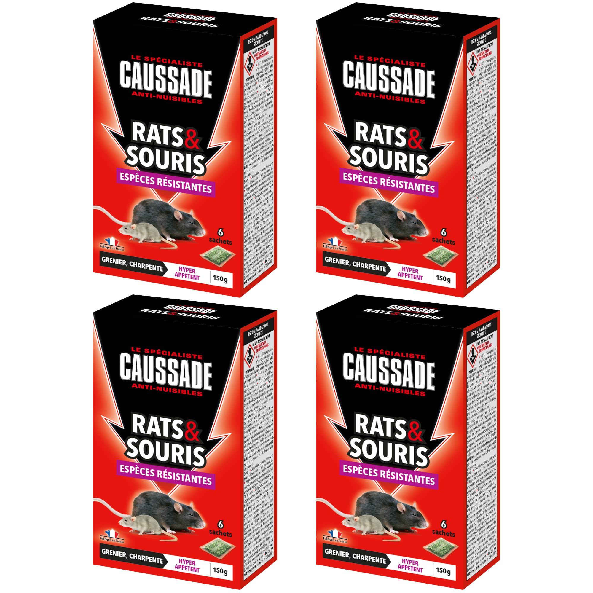 Caussade Anti-Rats & Souris CARSCBR150 raticide céréales 150g résistants