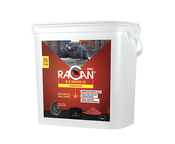 Phobi Racan Whole Grain 25ppm raticide blé difenacoum 5 kg