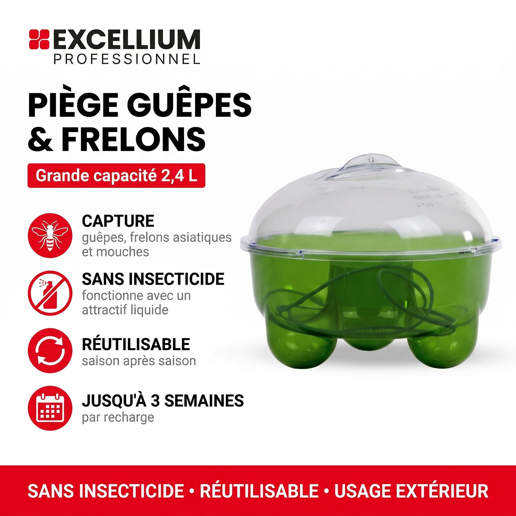Excellium Professionnel piège à guêpes extérieur 2,4 L