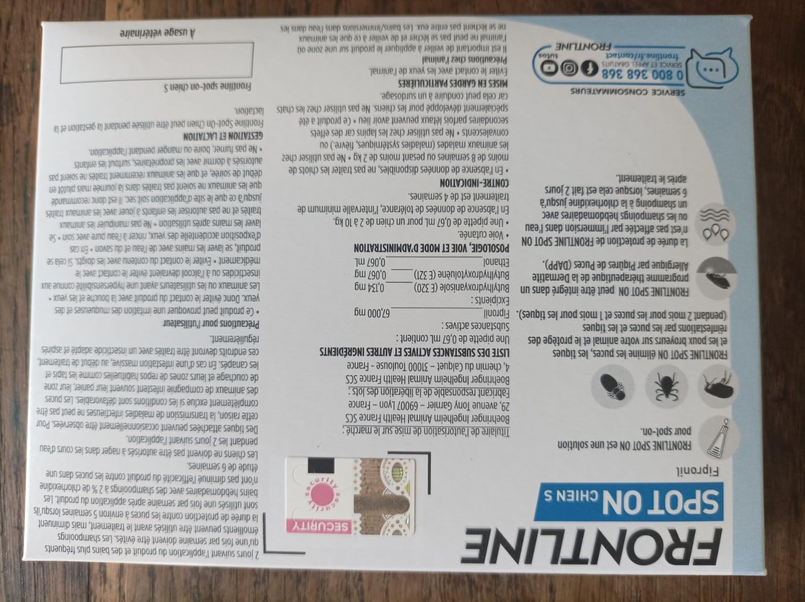 Frontline Spot On chien 2-10kg 6 pipettes puces tiques
