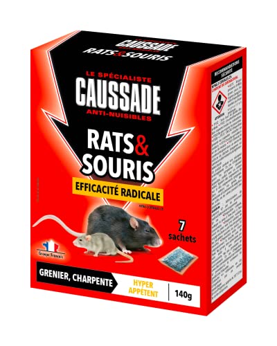 Caussade appât céréales rats souris 7 sachets 140 g action 1ère prise