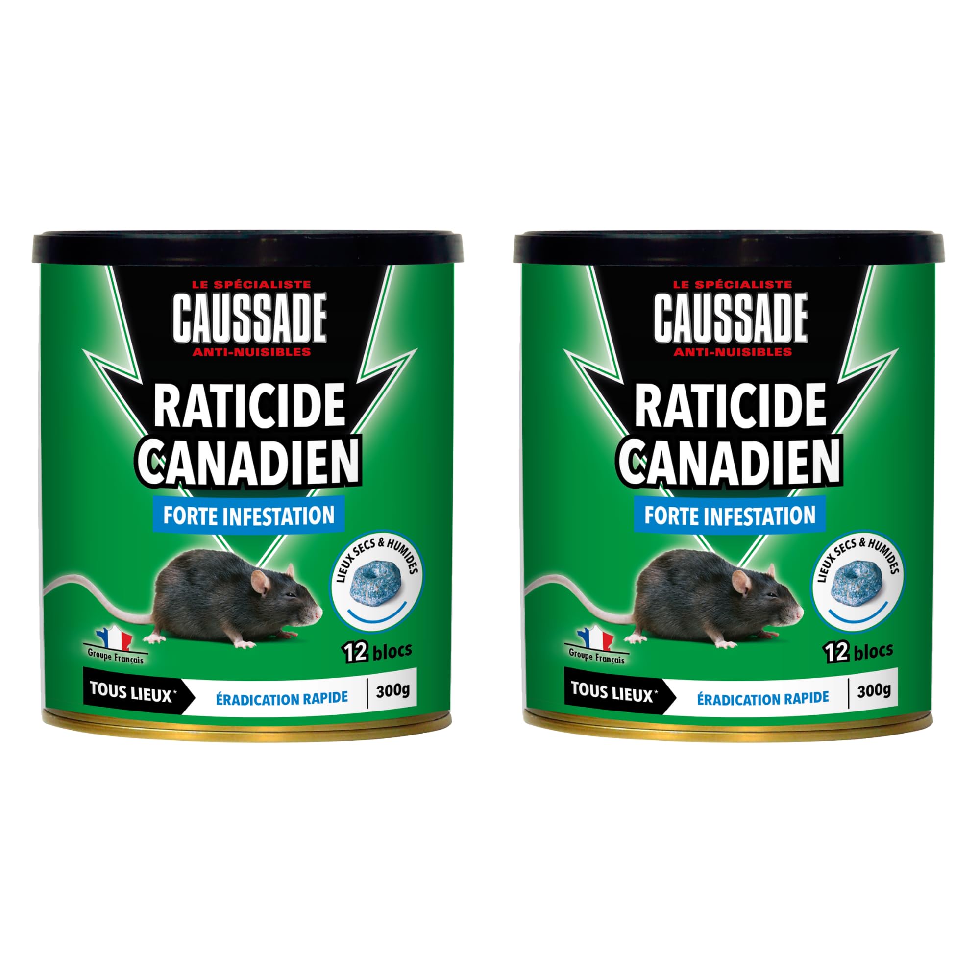 Caussade Raticide Canadien 12 blocs flocoumafen raticide 300g rats