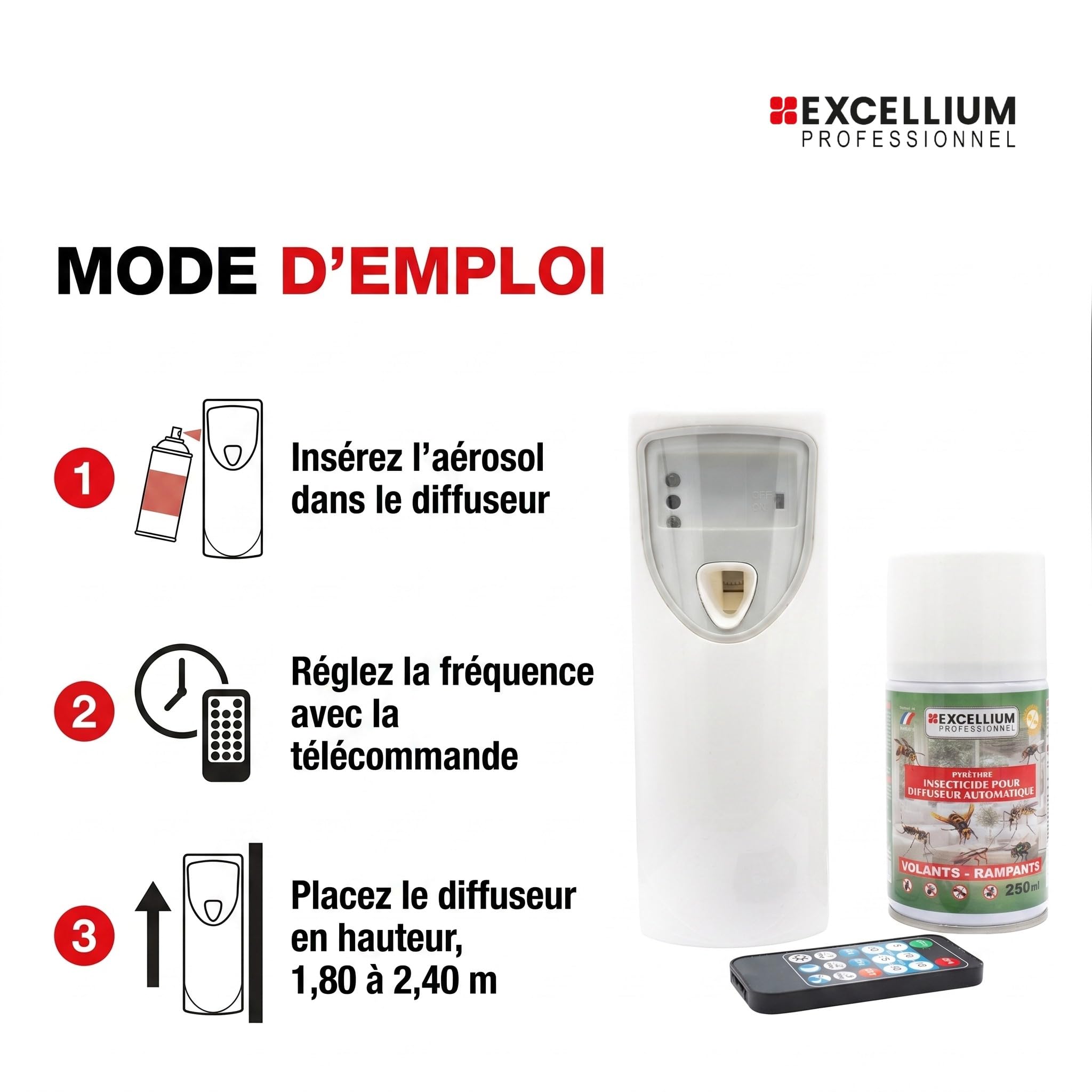 Excellium kit diffuseur auto insecticide pyrèthre 250 ml