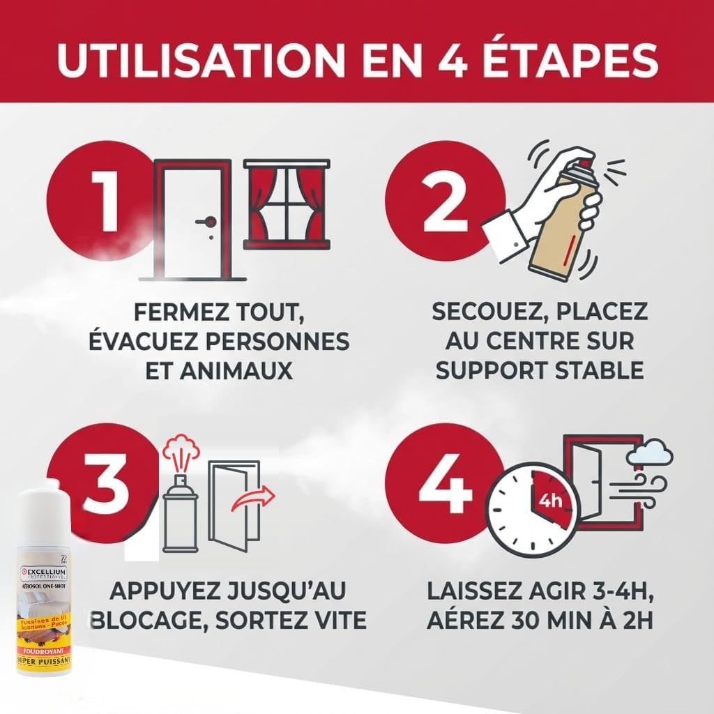 Excellium Professionnel One Shot fumigène punaises 150ml