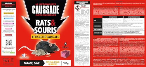 Caussade anti-rats et souris blocs 6 appâts 180 g