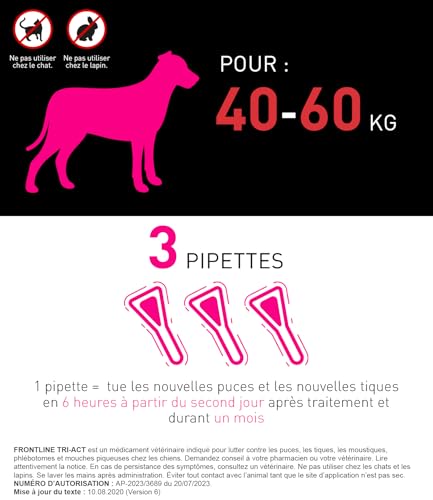 Frontline Tri-Act Chien XL antiparasitaire 40-60 kg 3 pipettes tiques