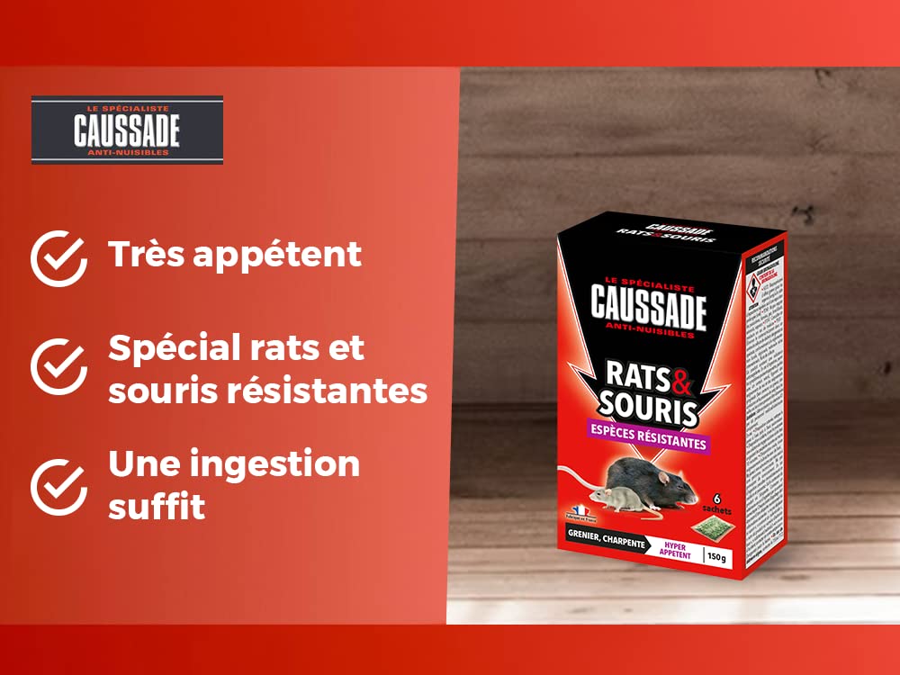 Caussade Anti-Rats & Souris CARSCBR150 raticide céréales 150g résistants