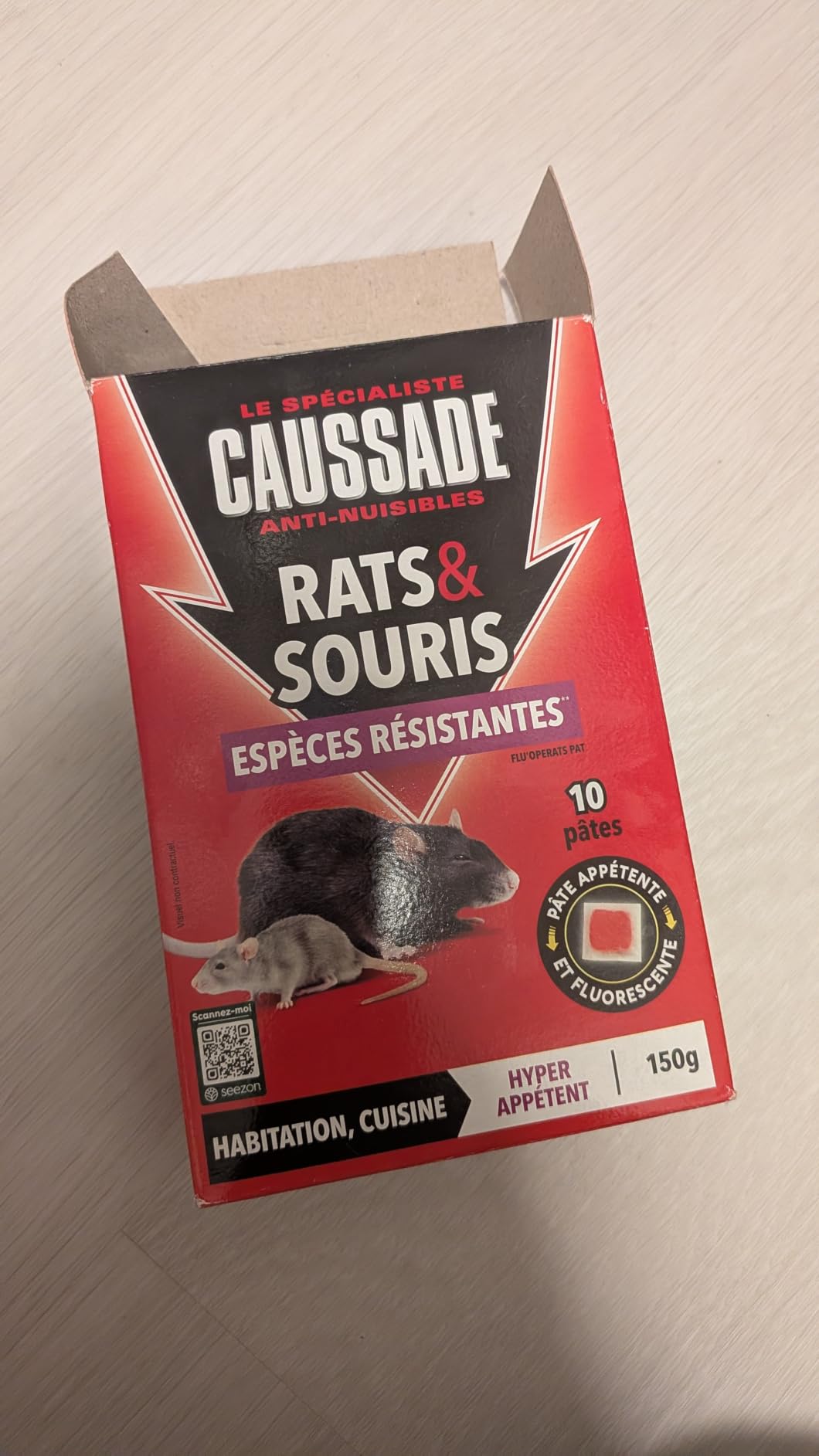 Caussade anti-rats et souris pâtes fluorescent 150 g