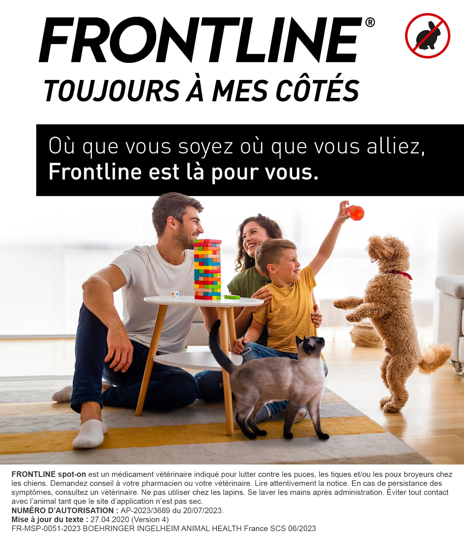 Frontline Spot On chien 2-10kg 6 pipettes puces tiques