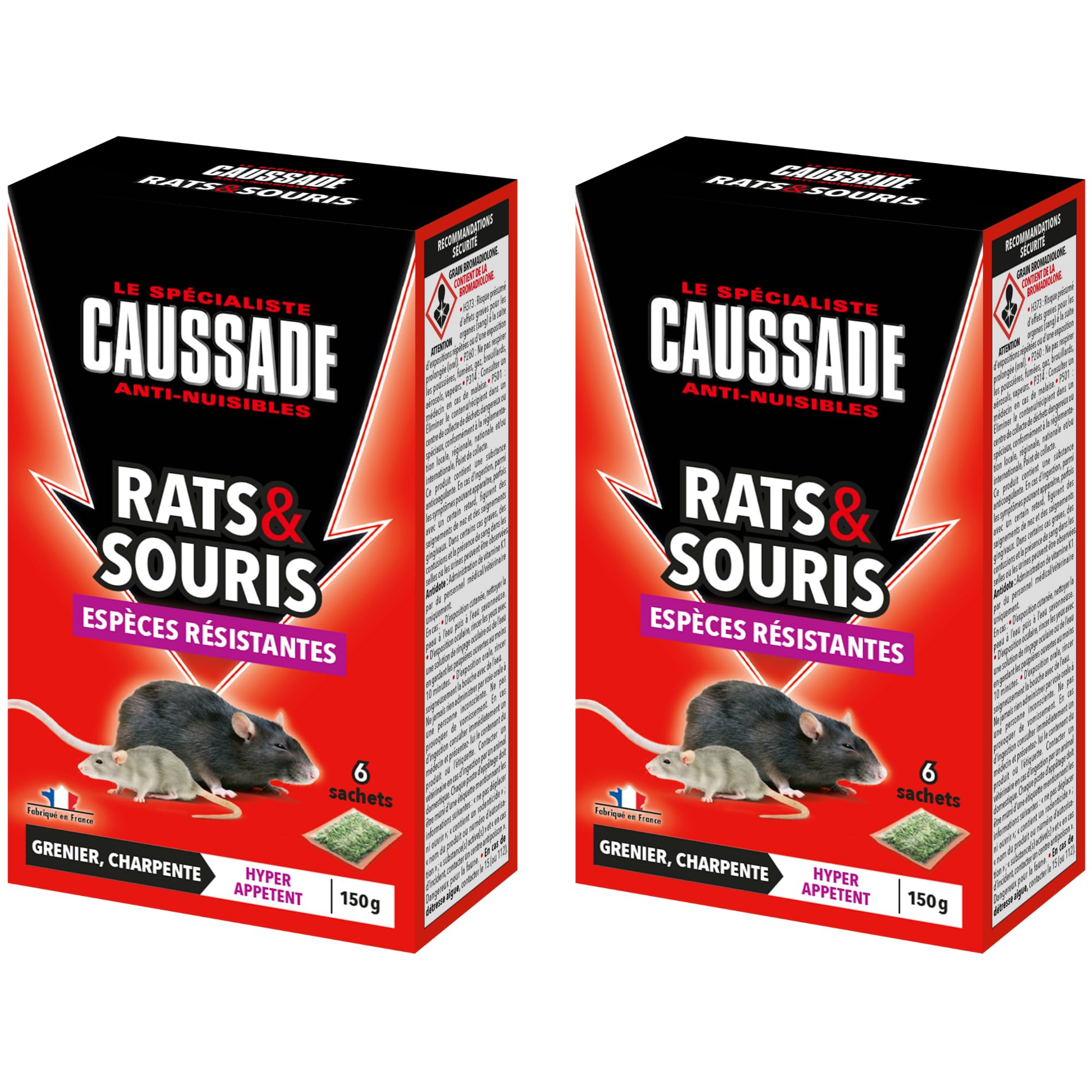 Caussade Anti-Rats & Souris CARSCBR150 raticide céréales 150g résistants