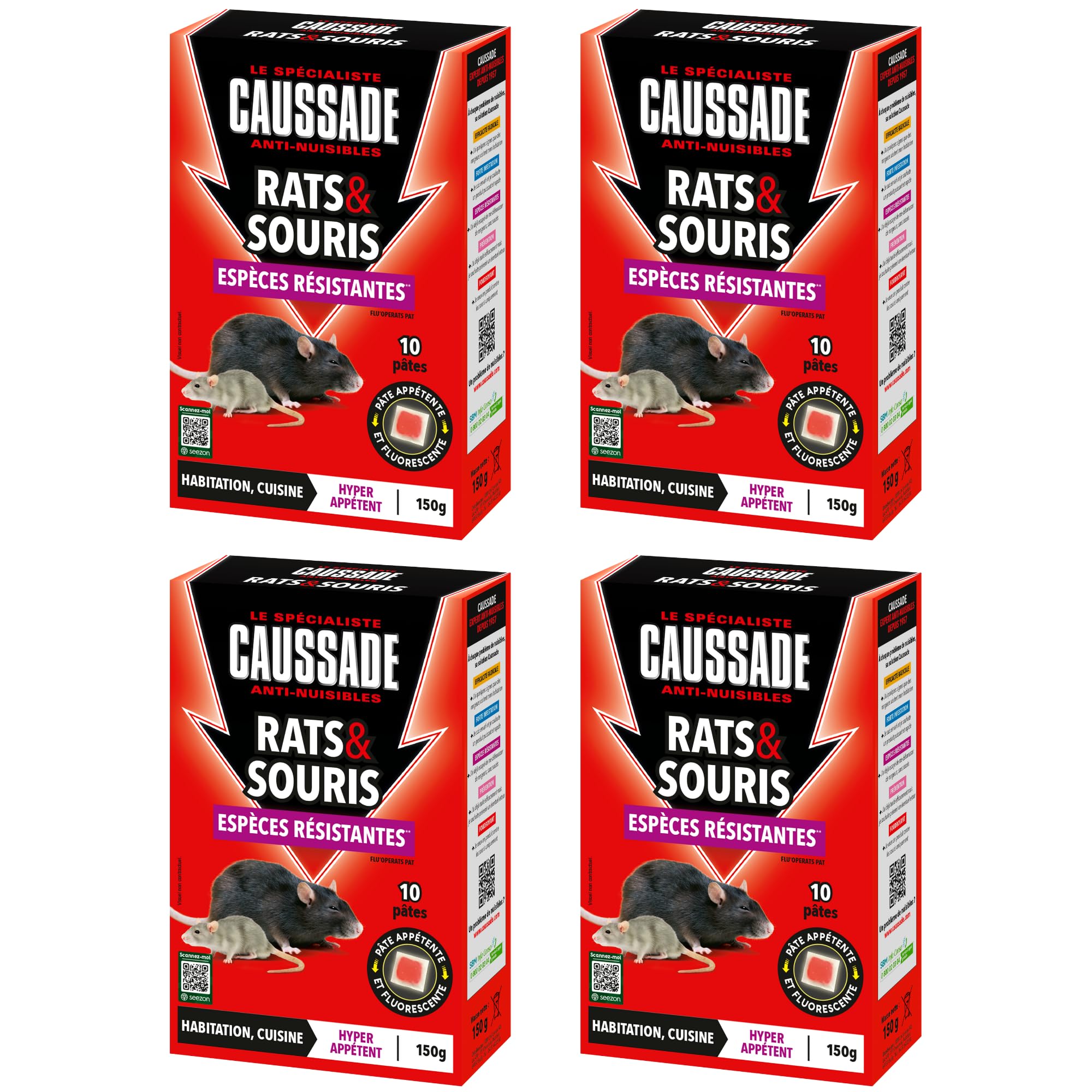 Caussade anti-rats et souris pâtes fluorescent 150 g