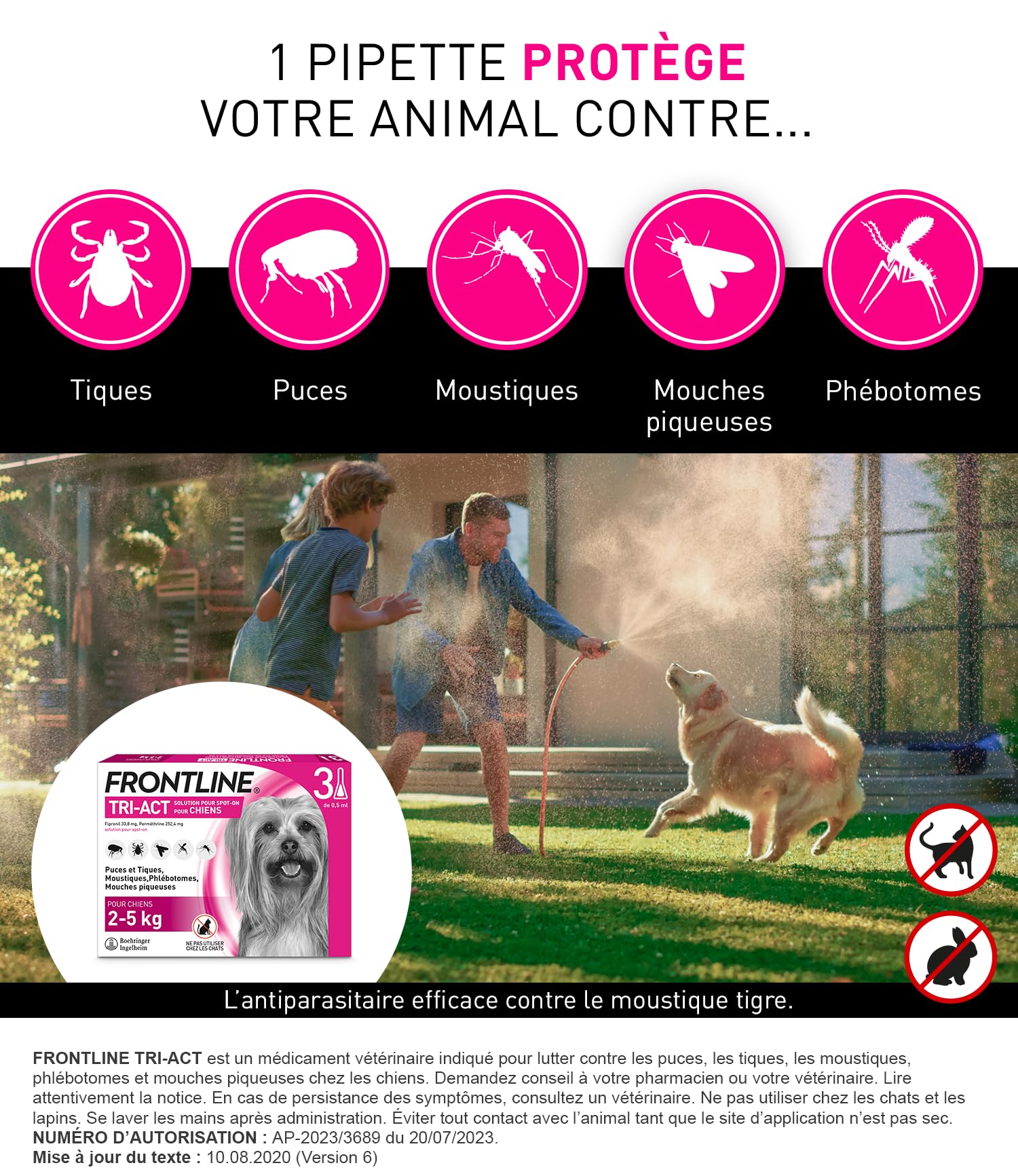 Frontline Tri-Act Chien XS antiparasitaire 2-5 kg 3 pipettes puces