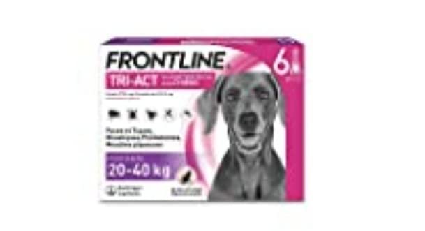 Frontline Tri-Act Chien L 20-40 kg antiparasitaire 6 pipettes 5 parasites