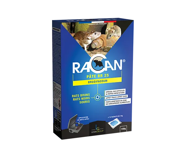 Aurodil Racan BR 25 raticide pâte 150g anticoagulant