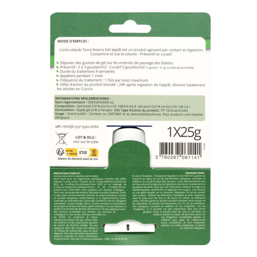 Terra Nostra Gel Appât anti-cafards tube 25g