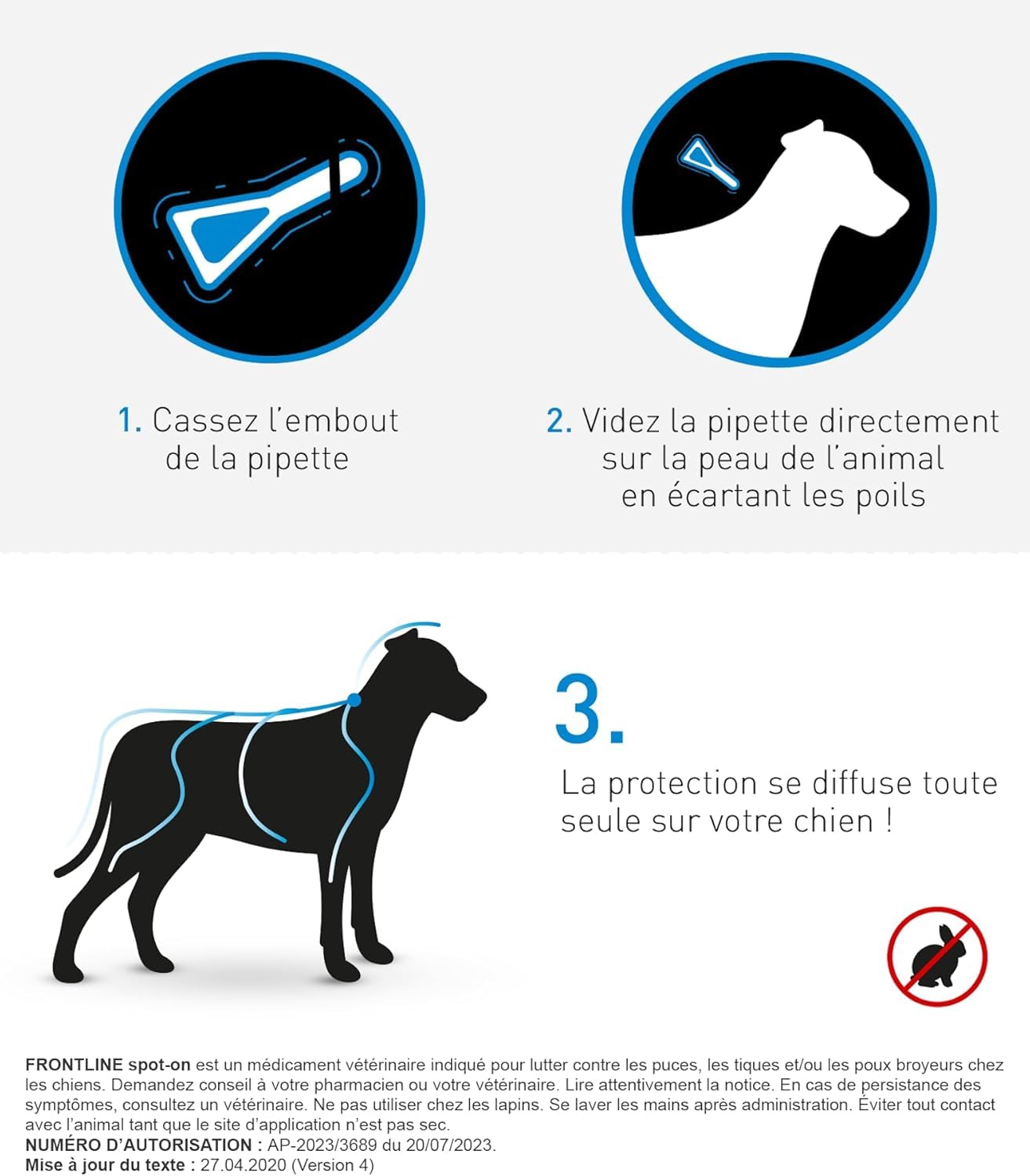 Frontline Spot-on Chien M antiparasitaire 3 pipettes 10-20 kg