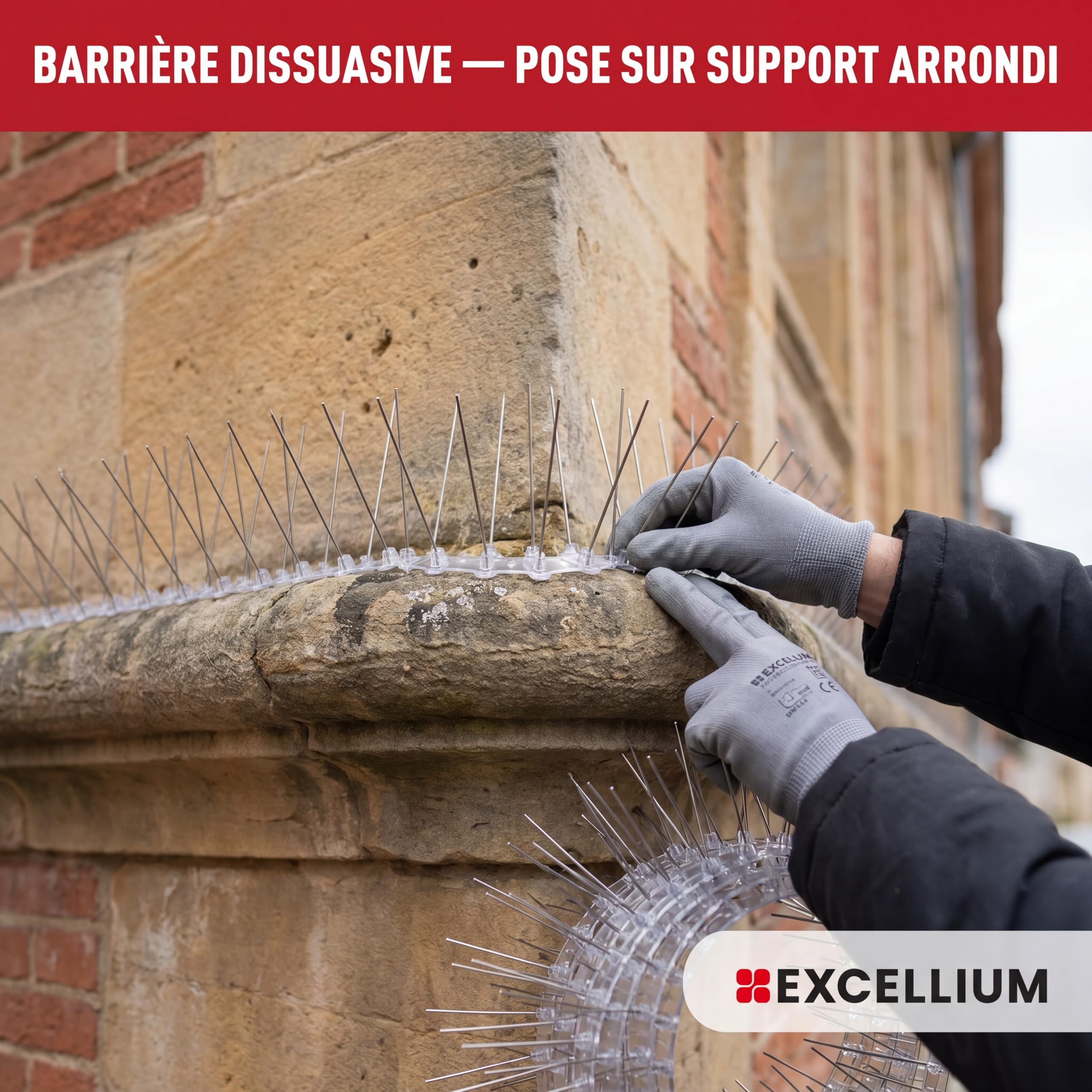 Excellium Professionnel pics anti pigeons souples semelle cintrable 10 m