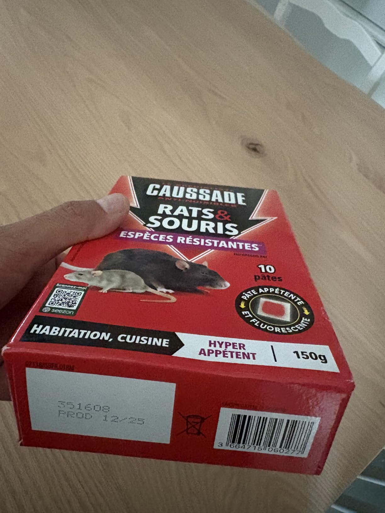 Caussade anti-rats et souris pâtes fluorescent 150 g