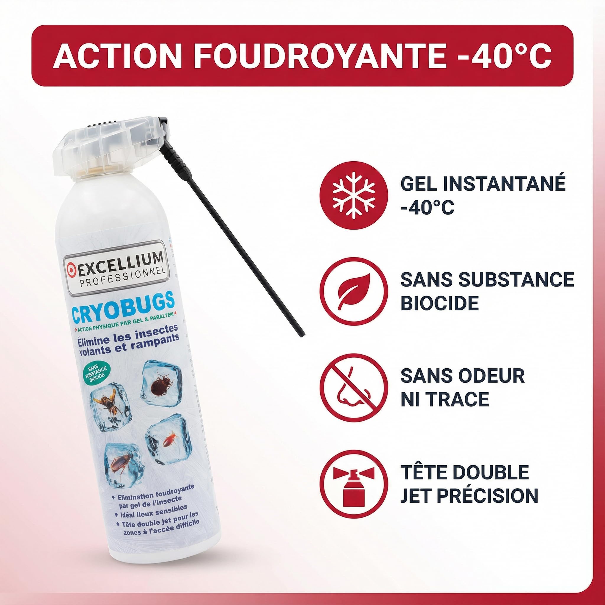 Cryobugs Excellium bombe froid insecticide 500 ml -40°C