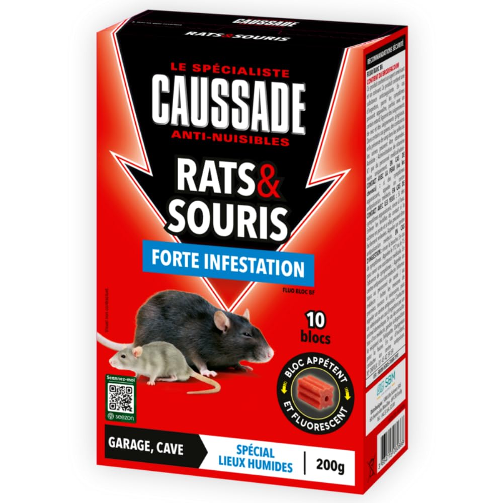 Caussade anti-rats et souris blocs 6 appâts 180 g