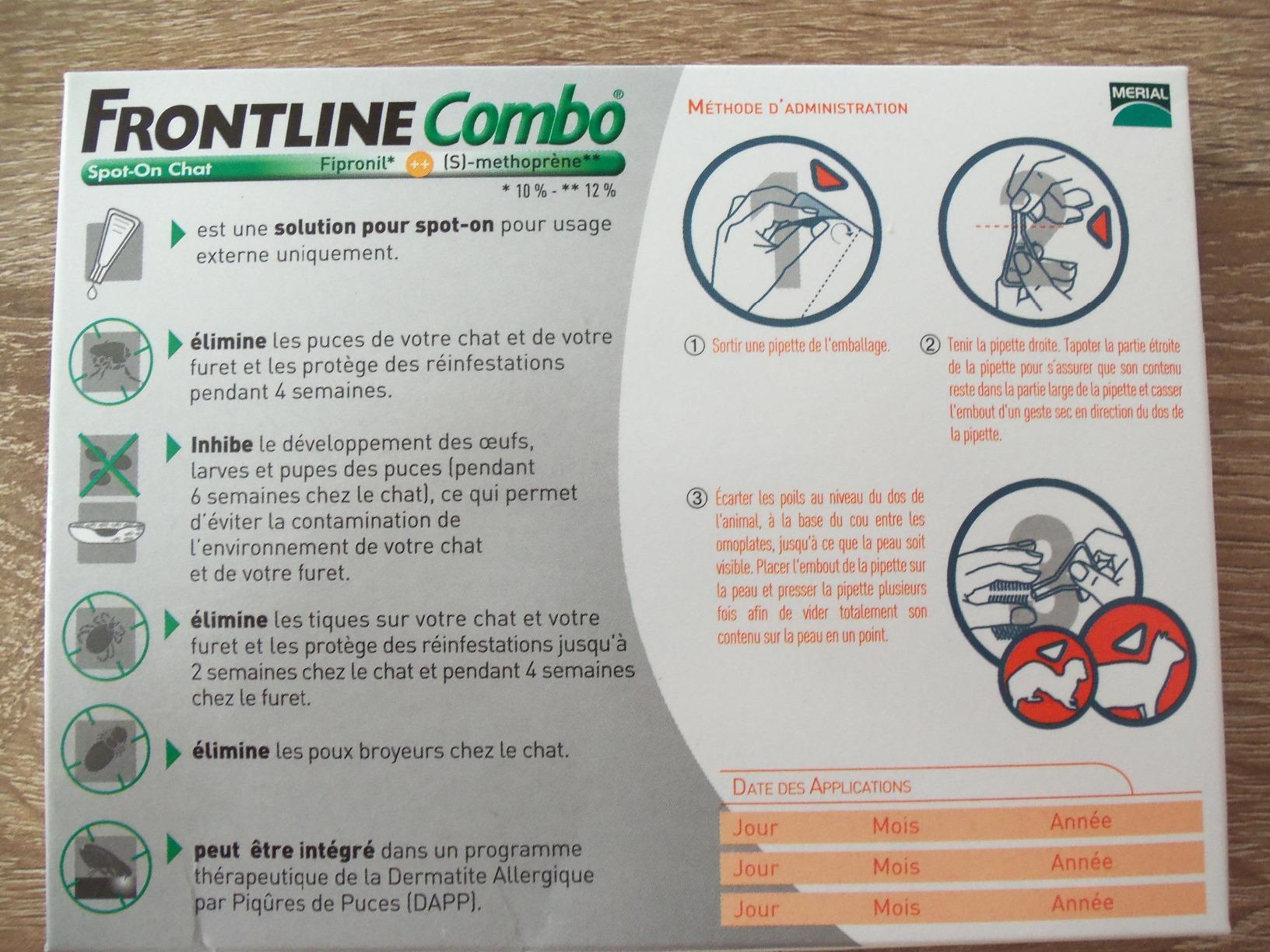 Frontline Combo Chat spot-on antiparasitaire 6 pipettes anti-larves