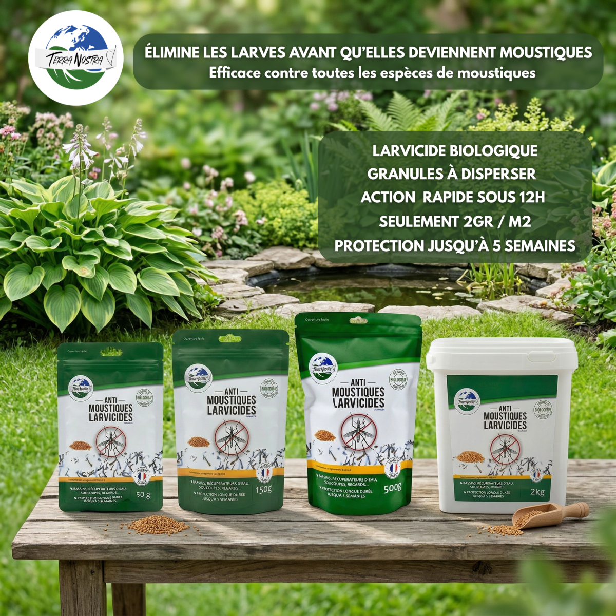 Terra Nostra Larvicides anti-moustiques granulés 50g