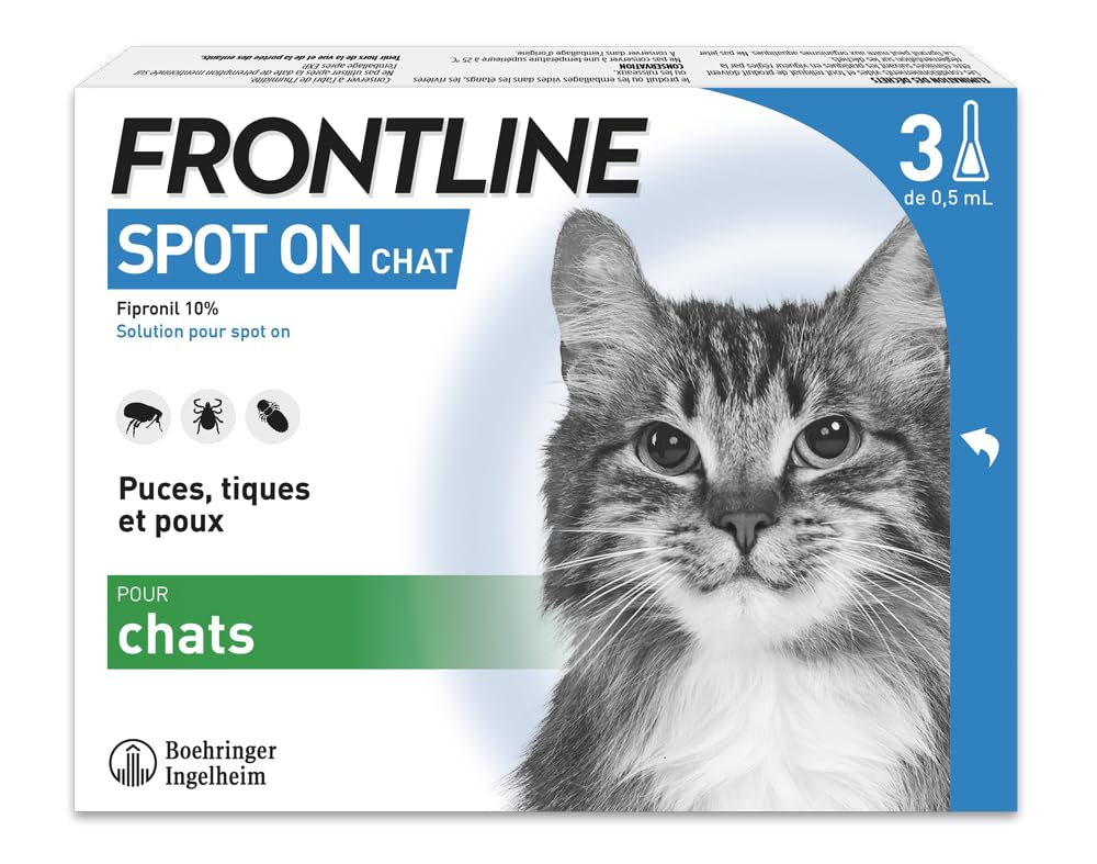 Frontline Spot On Chat antiparasitaire 3 pipettes puces tiques