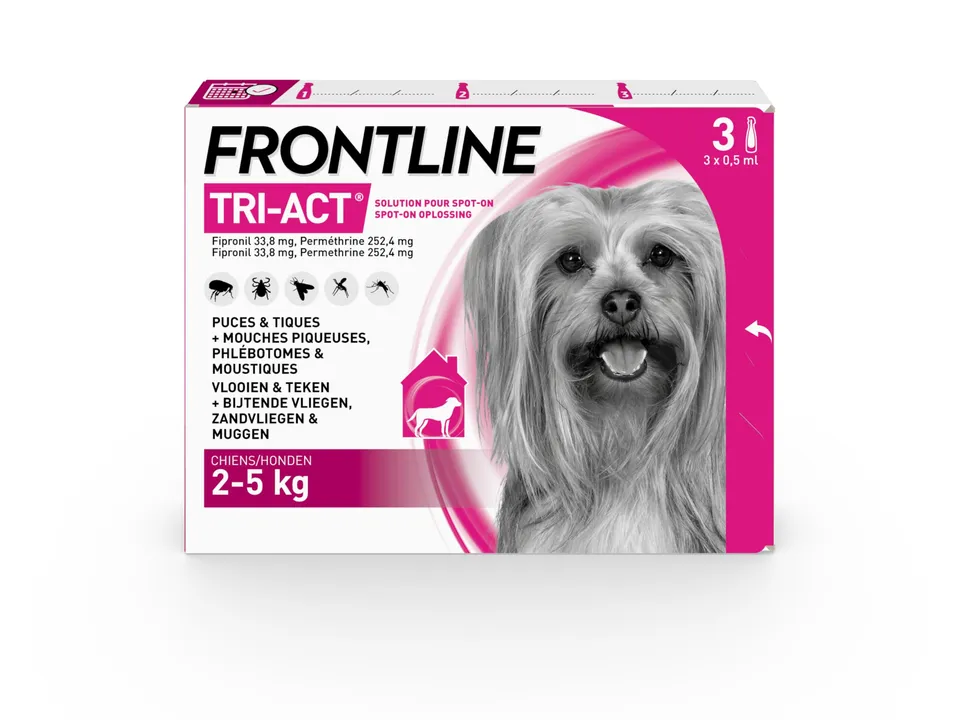 Frontline Tri-Act Chien XS antiparasitaire 2-5 kg 3 pipettes puces